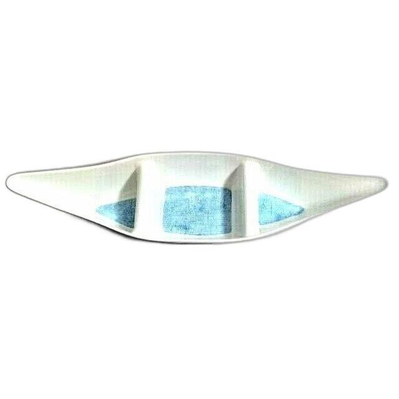 Nautica Canoe Boat Serving Bowl 3-Sections 16-in Long Party Tray White Blue NEW - Picture 2 of 5